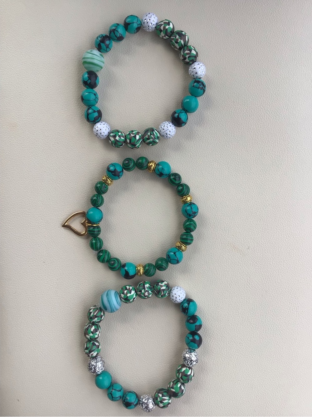 Turquoise & Green Beaded Stretch Bracelets Set - Women Jewelry